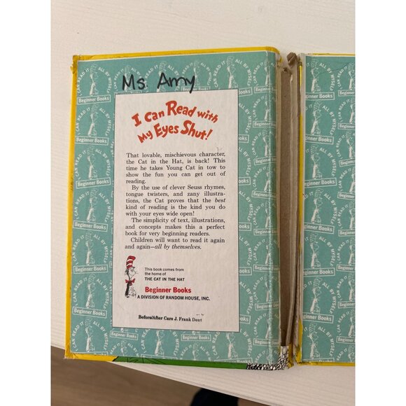 Dr. Seuss "I Can Read With My Eyes Shut!" Hardcover Book 1978 Beginner Books Edi - Picture 3 of 4